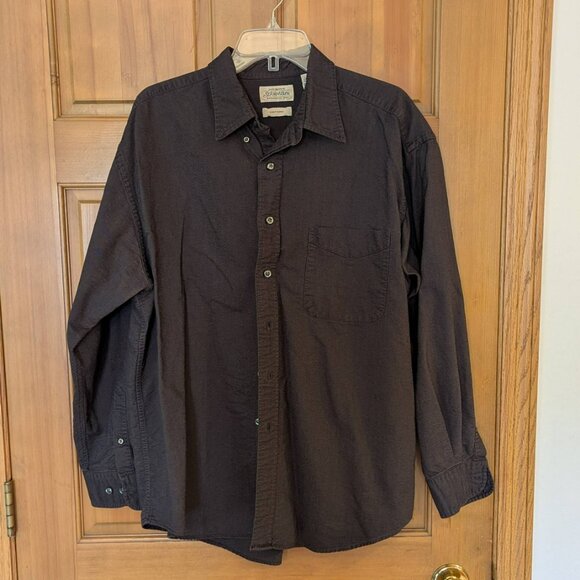 Black St. John's Bay long sleeve Oxford button down cotton shirt size L - Picture 1 of 5